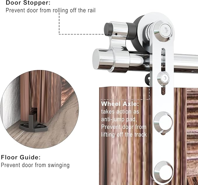 TSMST 10FT Sliding Barn Door Hardware Kit, Stainless Steel Heavy Duty Sturdy Barn Door Track for Single Wood Door, Slide Smoothly Quietly (I Style)