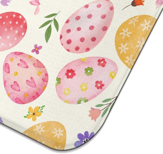 Easter Dish Drying Mat for Kitchen Counter,Happy Easter Cute Bunny Microfiber Drying Mat,Washable Absorbent Kitchen Countertop Dish Mat Drain Pad 18×24 Inch