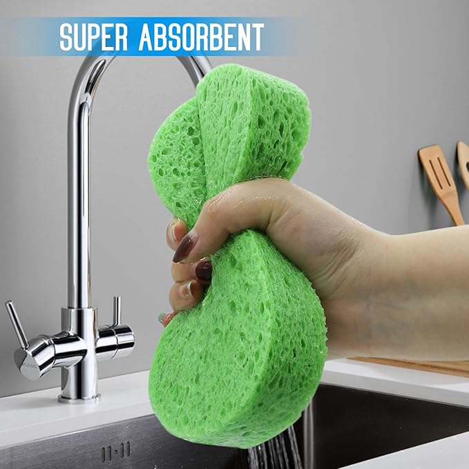 3PCS Car Wash Sponge, Heavy Duty Car Sponges for Washing, Car Accessories Large Sponges for Cleaning, Automotive Cleaning Supplies, Eco Friendly Sponge (7.68 x 3.74 x 1.38 Inch), Green