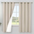 YoungsTex Oatmeal Linen 100% Blackout Curtains 63 Inch Length for Bedroom, Rustic Thermal Insulated Drapes with Grommet Room Darkening for Living Room Windows, 2 Panels, 52 X 63 Inch