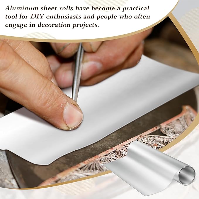 Yaocom 1 Roll Aluminum Metal Crafts DIY Foil 12 Inch x 40 ft x 0.1 mm Thick for Art Project Aluminum Flashing Roll Wide Sheet Multipurpose Metal Sheets for DIY and Crafting Projects (Silver)