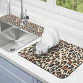 Dish Drying Mat for Kitchen Counter Matt, 2PCS 23"x15" Dish Drainer Mat & 24"x5.5" Sink Splash Guard, Super Absorbent Non-slip Rubber Backed