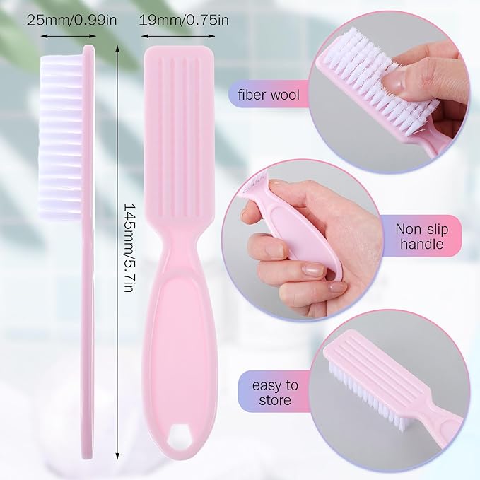 Patelai 15 Pieces Nail Brush Handle Grip for Cleaning Fingernails Toes Scrub Manicure Pedicure(Macaron Colors)