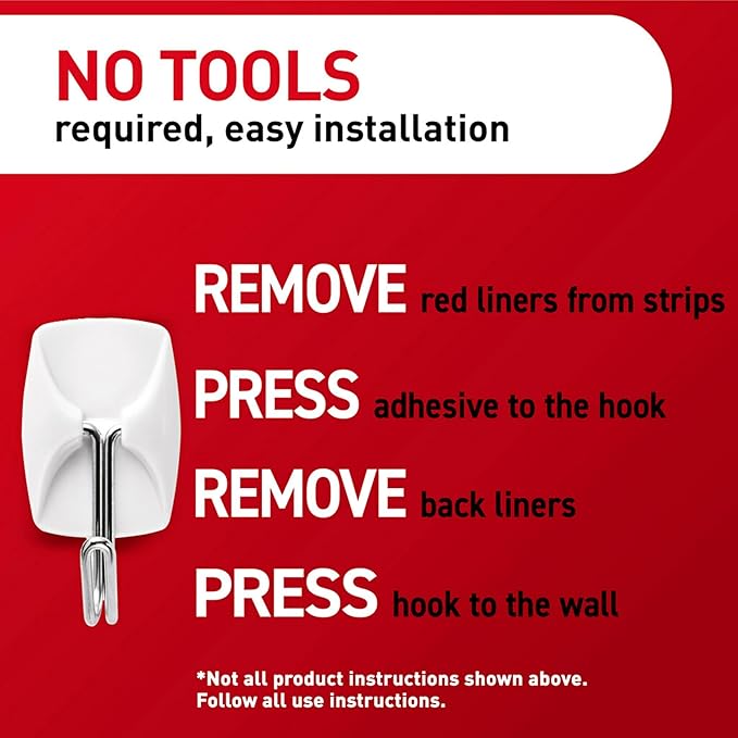 Command Small Wire Toggle Hooks, 4 Hooks and 5 Strips, Damage-Free Hanging Wall Hook with Adhesive, No Tools Required, Great for Home, Kitchen, and Office Organization, Holds up to 0.5 lb