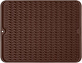 Large 14" x 11" Silicone Dish Drying Mat for Kitchen Counter, Easy clean, Quick Dry, Heat-resistant Dish Drainer Mat for Sink,Refrigerator or Drawer liner (Food Grade Silicone-Coffee)