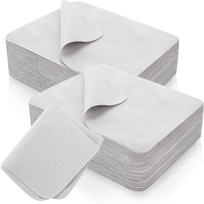 100 Pack Microfiber Glasses Cleaning Cloth, Ultra Soft Eyeglasses Wipe Suede, Washable Cleaner for Lens, Screens, Cameras, Phones, Electronics (7×6 Inch, Gray)