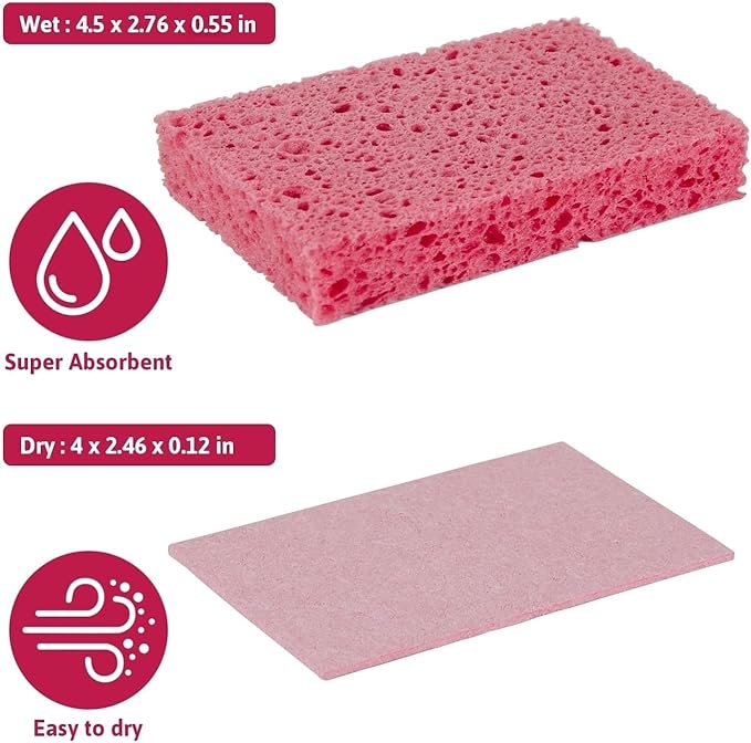 6 PCS Multi-Use Cellulose Kitchen Sponges Compressed Cellulose Sponges, Non-Scratch, Dish Sponge for Kitchen Bathroom Cars, Funny Cut-Outs DIY