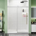 56-60" W x 76" H Frameless Soft-Close Sliding Shower Door, 3/8" (10mm) SGCC Tempered Glass, Reversible Install, Brushed Nickel Finish, Elegant Bathroom Upgrade