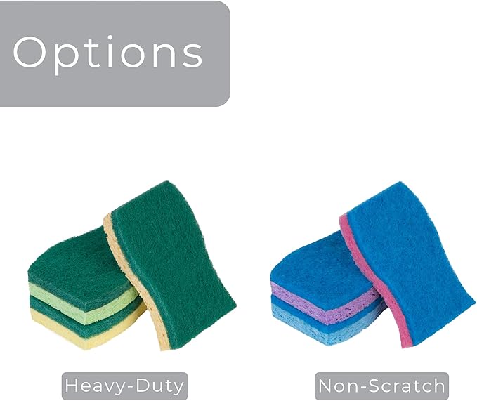 Smart Design Heavy Duty Cellulose Smart Scrub Sponge - Set of 9 - Ultra Absorbent - Ergonomic Shape - - Cleaning, Dishes, & Hard Stains - Green