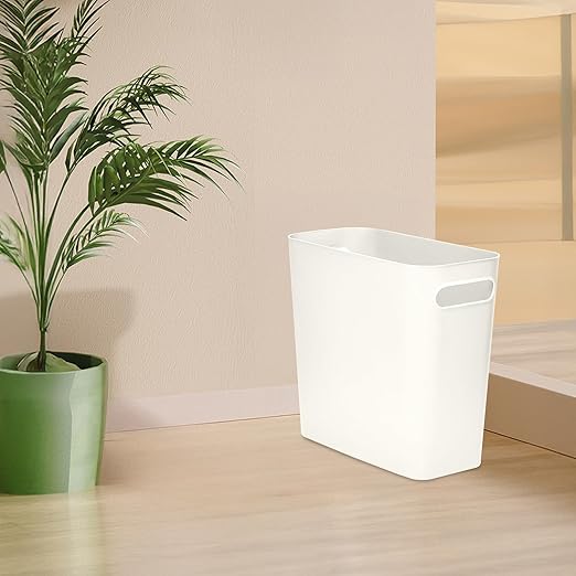 Platic Trash Can - Small Waste basketbin - 1.8 Gallon- for Office,Home,Bathroom,Kitchen - White