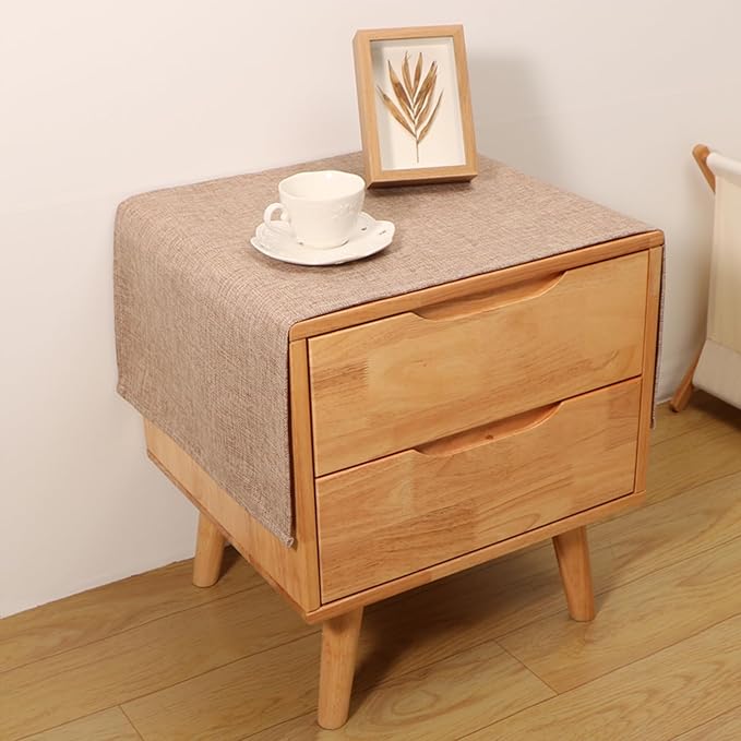 Small Bedside Tablecloth Table Dustcover End Tabletop Home Decoration Fabric Tablecloth Nightstand Table Covering Doilies for Furniture Décor (16×35inch) Light Coffee