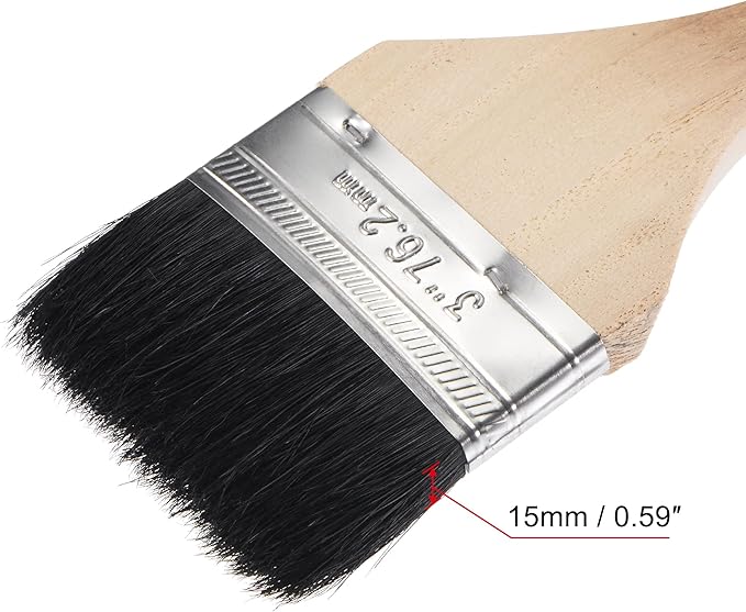 uxcell Bent Radiator Paint Brush 17" Length 3" Width Bristle with Long Wood Handle for Wall Treatment Black 4Pcs
