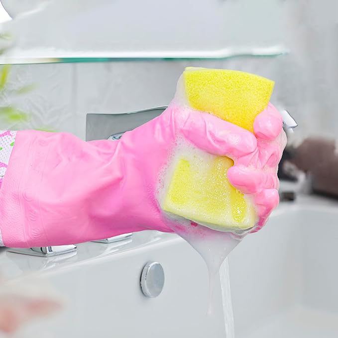 Sponges, Eco Non-Scratch Scrub Pads, Dish Scrubber for Cleaning Kitchen and Dish Cleaning,12 Scrubbing Sponges+ Draining Rack