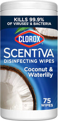 CLOROX Scentiva Disinfecting Wipes, Coconut and Waterlily, 75 Count (Package May Vary)