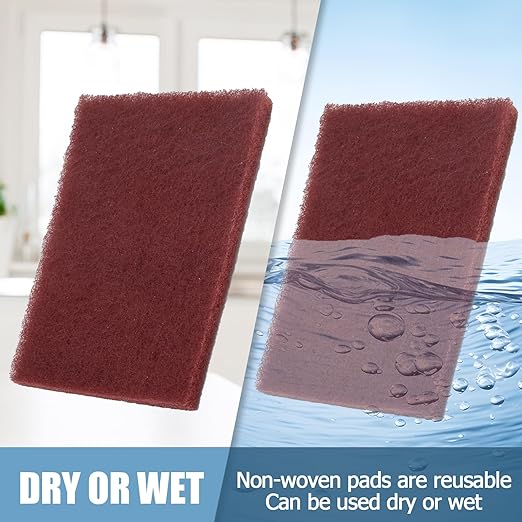 BokWin 6Pcs Red Scuff Pads Very Fine Grade General Purpose Sanding Hand Pads 200 x 125mm/8" x 5"