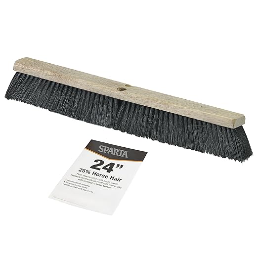 SPARTA Flo-Pac Horsehair-Blend Blend Sweep, Floor Sweep for Cleaning, 24 Inches, Black