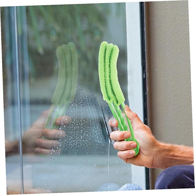 Operitacx Handheld Blinds Cleaning Brush 2pcs Set 7-Finger and 3-Finger Window Shutter Brush for Air Conditioner and Venetian Blinds Cleaning Orange and Green for Dust and Dirt Removal