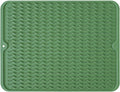 Large 14" x 11" Silicone Dish Drying Mat for Kitchen Counter, Easy clean, Quick Dry, Heat-resistant Dish Drainer Mat for Sink,Refrigerator or Drawer liner (Food Grade Silicone-Dark Green)
