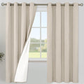 YoungsTex Oatmeal Linen 100% Blackout Curtains 72 Inch Length for Bedroom, Full Room Darkening Thermal Insulated Drapes with Grommet for Living Room, 2 Panels, 52 X 72 Inch
