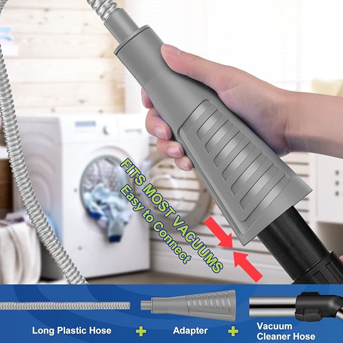 Sealegend 2PCS Dryer Vent Cleaner Kit with Guide Wire Vacuum Hose Attachment Brush Lint Remover Power Washer and Dryer Vent Vacuum Hose Grey
