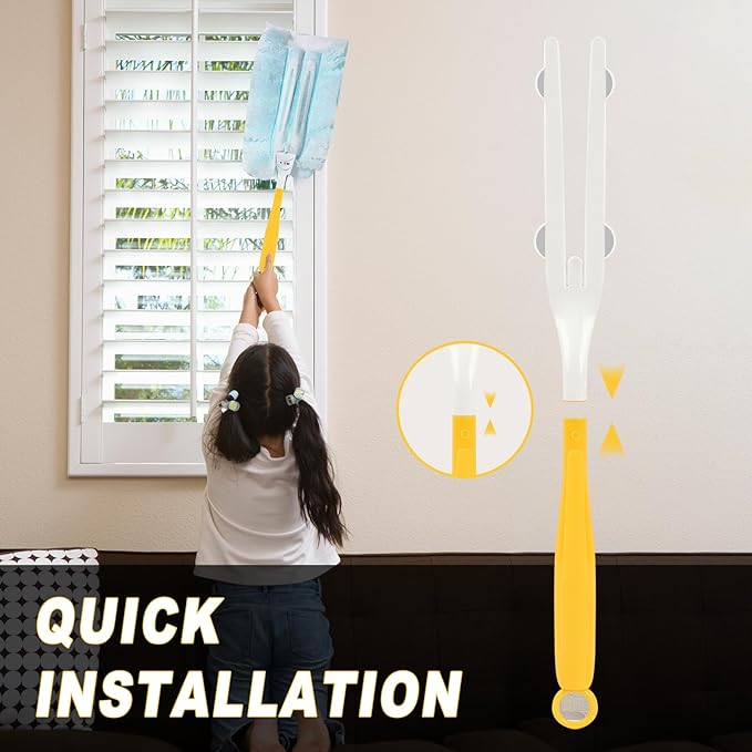 10 Pcs Duster Handle Compatible with Swiffer Duster, Thickened Material Replacement Extendable Dusters Mop Handles for Tight Spaces and Cleaning Car Blinds Furniture Electronics(Yellow)