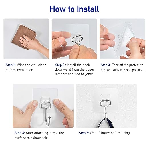FACURY Large Adhesive Hooks 22Ib(Max),Waterproof and Rustproof Wall Hooks for Hanging Heavy Duty,Stainless Steel Towel and Coats Hooks to use Inside Kitchen,Bathroom,Home and Office,16Pack (16)