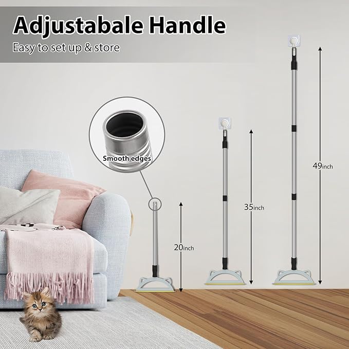 Carpet Rake for Pet Hair Removal, 49” Adjustable Long Handle Pet Hair Removal Tool, Carpet Rake Fur Scraper,Reusable Dog Cat Hair Remover,Broom for Rugs,Mats,Pet Beds,Couch,Furniture