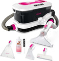 WECLEAN C4 Carpet Cleaner Machine with 800W 18KPa Portable Deep Cleaner with Stand-Up Cleaning Handle and Wide Squeegee, for Carpets, Rugs, Upholstery with 3L Clean and 1.5L Dirty Tank, Pink