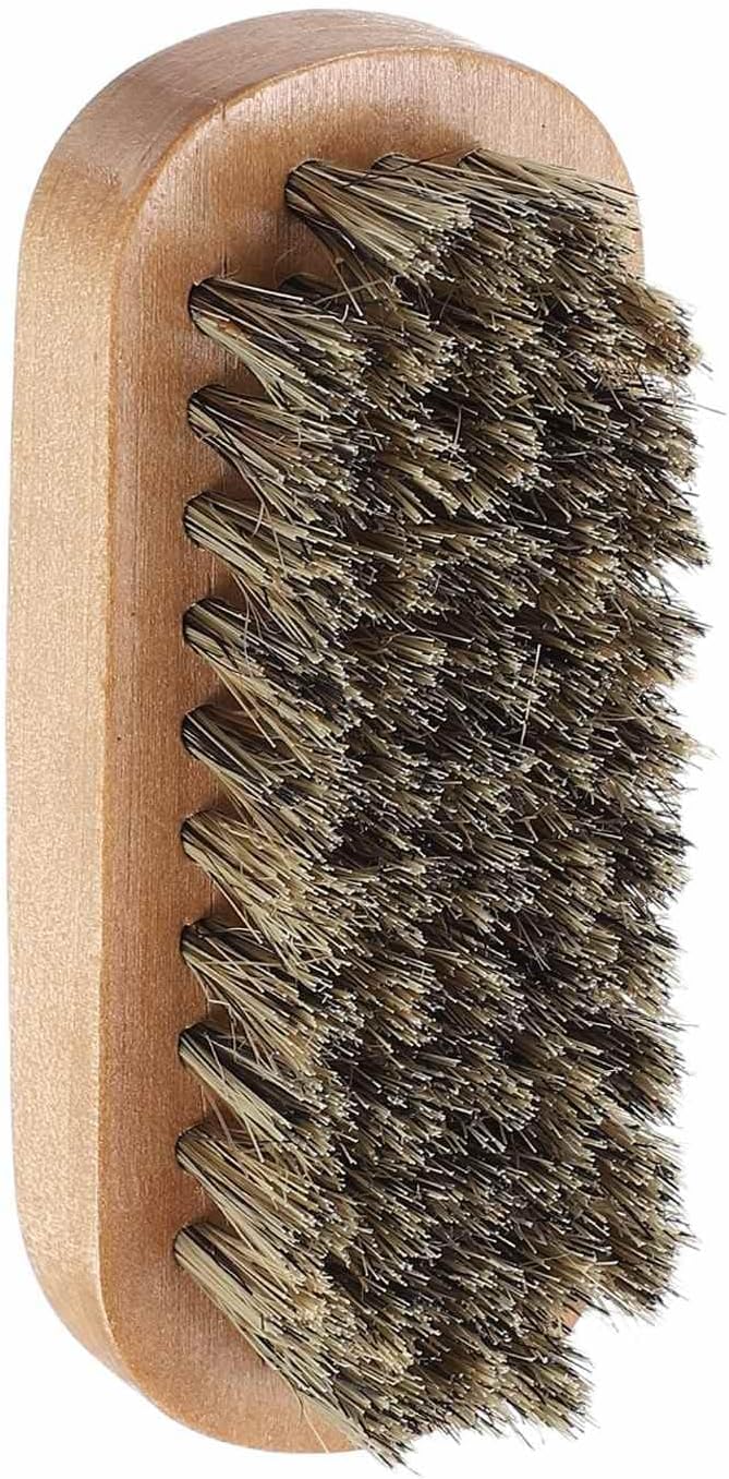 HARFINGTON Shoe Cleaning Brush 4"x1" Maple Wood Pig Bristle Boot Polish Brushes for Leather Shoes Boots Cloth Cleaner, Brown Wood