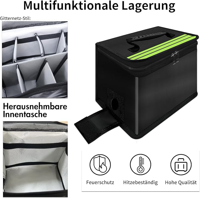 Lipo Safe Bag Fireproof, Improved Six Layers, Fire Resistant to 2000 °C – Waterproof, Explosion-Proof Drones Lithium Battery Storage Box, Protective bag for storage and charging