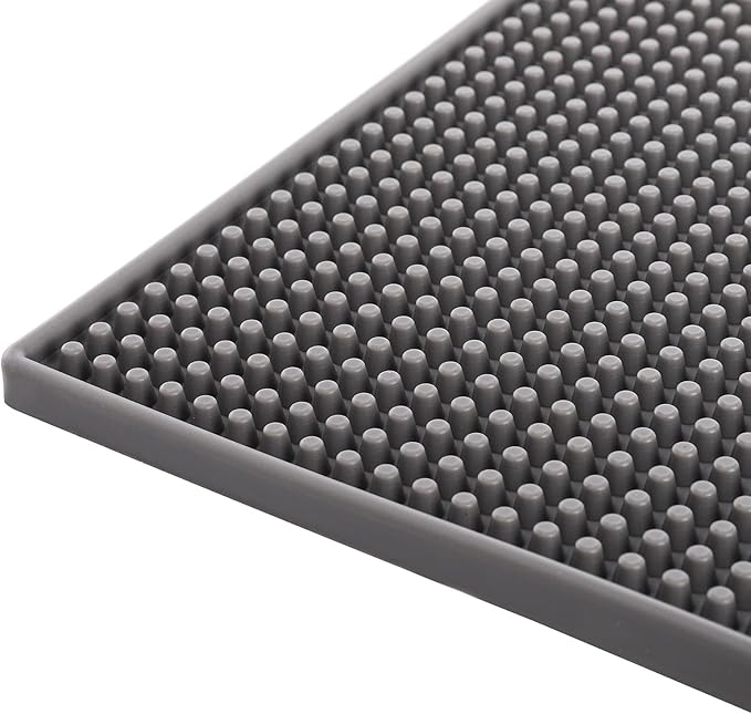 Tebery 3 Pack Rubber Bar Mat 18 x 12, Thick Durable and Stylish Bar Service Spill Mat. Non Slip, Non-Toxic, Grey Service Mat for Coffee, Bars, Restaurants Counter Top