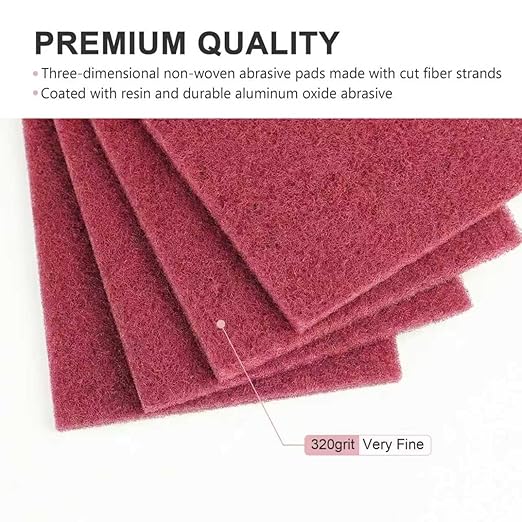5" x 8" Scuff Pad Maroon 6 Pack - Scuffing, Scouring, Sanding, Paint Primer Prep Adhesion Scratch - Surface Preparation Automotive Car Auto Body Woodworking 7447