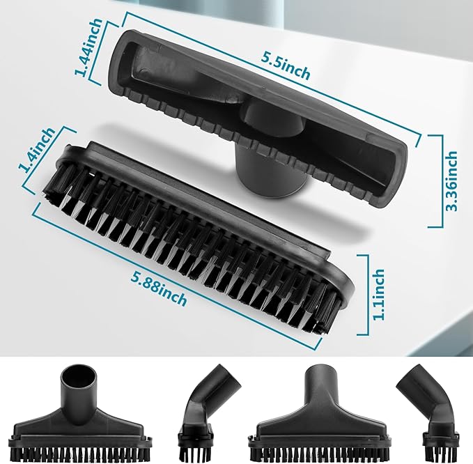 HASMX 5.5" Wide Black Vacuum Furniture Tool with Brush Strip for Dirt Devil, Electrolux, Eureka, Rainbow, Shop Vac Vacuums, Fits 1.25" Vacuum Cleaner Upholstery Tool Vac Attachment (1-Pack)