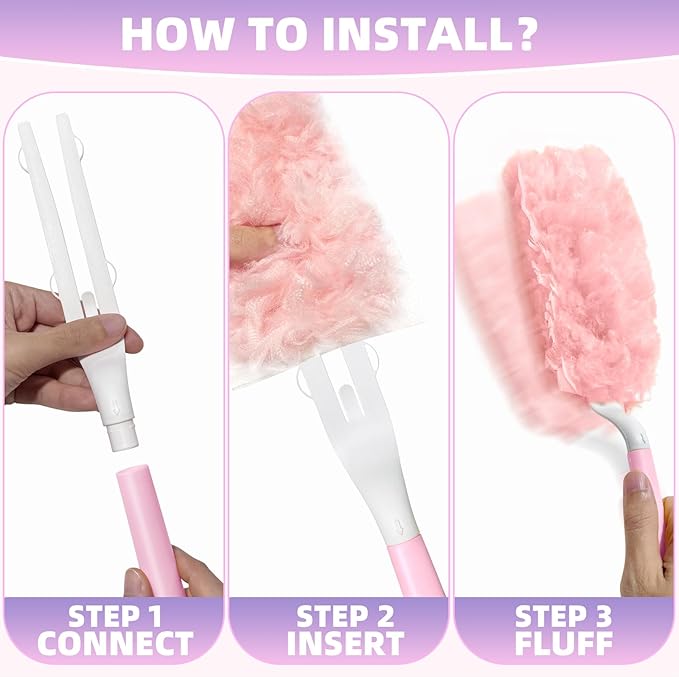 30 Count Duster Refills Compatible with Swiffer Handle, 360° Multi-Surface Duster Refills with 1 Handle, Dusters with 5X Microfibers for Cleaning Home, Furniture, Electronics, Office, Blinds