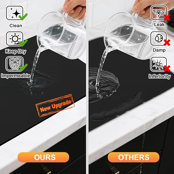 Dish Drying Mats for Kitchen Counter, Waterproof Coffee Mat for Countertop, Under Sink Mats, Coffee Bar Mat Accessories