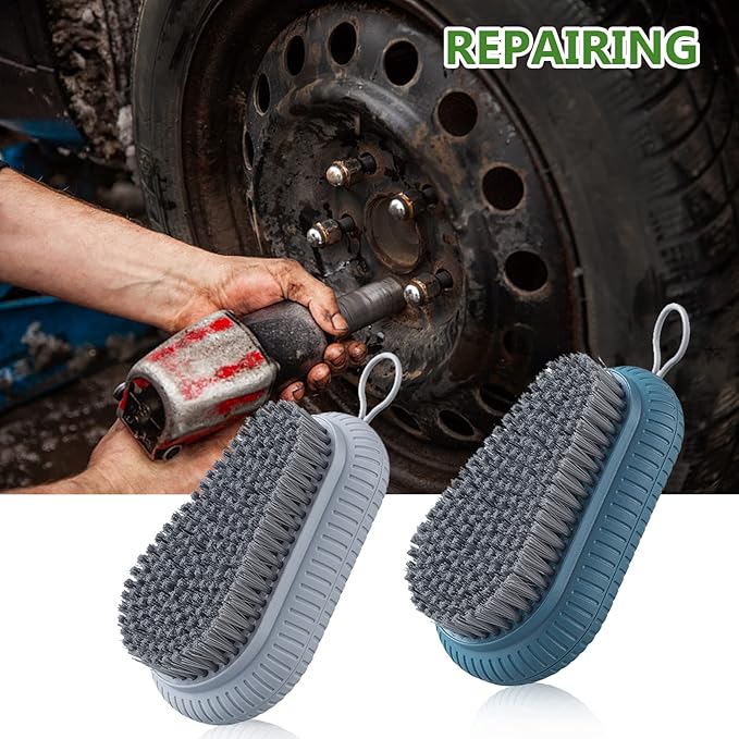 2PCS Heavy Duty Nail Brush for Cleaning Fingernails, Blue and Grey Fingernail Scrub Brush Durable Stiff Bristles Nail Hand Scrub Brush Toenail Brush Fingernail Brushes for Men Women Mechanics