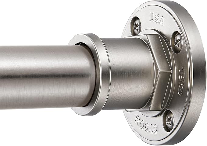 BRIOFOX Industrial Shower Curtain Rod - 2-in-1 Design Tension Curtain Rod - Rustproof Non-Slip 27 to 43 Inch 304 Stainless Steel, Brushed Nickel Window Curtain Rod