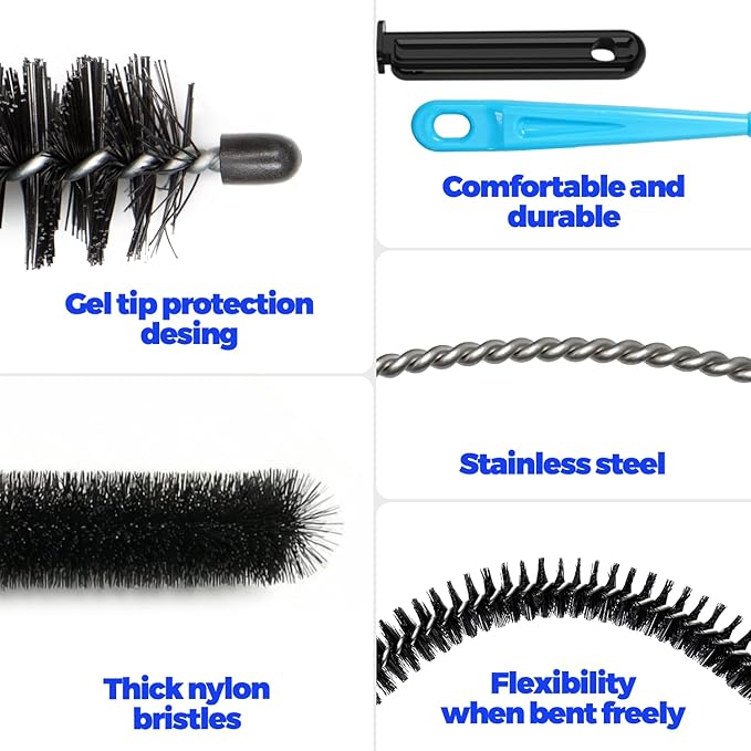Holikme Dryer Vent Cleaner Kit - 5 Piece Flexible Snake Tool for Lint Removes&Sewer Set Brush Clog Remover,for Toilet, Kitchen Sink, Bathroom Bathtub,Long Drain Brush