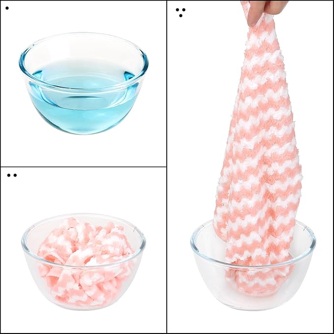uxcell Microfiber Cleaning Cloth, 12 Pack Kitchen Towels for Dish Drying and Washing, Absorbent Streak Free Lint Free Rags for Cleaning, Reusable and Washable Towels 10" x 10" Pink