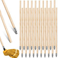 Barydat 55 Inch Lacquered Wood Broom Handle with Metal Threaded Tip Heavy Duty Natural Lacquered Wood Handle for Floor Home Office Commercial, 1" Diameter(20 Pack)