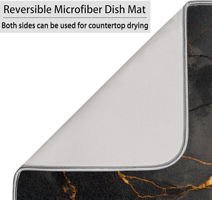 Dish Drying Mat for Kitchen Absorbent Drying Mat Reversible Dish Drying Pad Dish Drying Mats for Kitchen Counter Utensils Pots Water Cup Marble