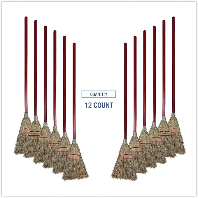 Boardwalk 951TCT Lobby/Toy Broom, Corn Fiber Bristles, 39-Inch Wood Handle, Red/Yellow, 12/Carton