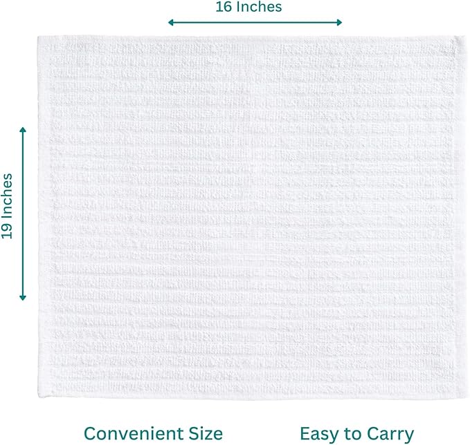 Looperry White Terry Cloth Rags (32 Pack) 16"x19" Inches Ribbed - Lint Free Dish Cloth Multipurpose Cleaning Rags for Housekeeping, Car Wash. Absorbent & Reusable Bar Mop Towels for Kitchen Cotton