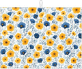 Blue Yellow Floral Dish Drying Mats for Kitchen Counter, Absorbent Microfiber Drying Pad for Dishes, Decorative Kitchen Mat for Sink & Dining Area, Washable Foldable Reversible, Home Decor, 18" x 24"