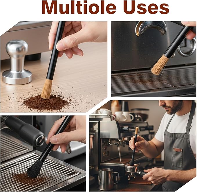 2Pcs Coffee Grinder Cleaning Brushes, Dual-Head Coffee Grinder Brush, Barista Espresso Machine Brush Set for Grinders, Portafilter & Group Head Cleaning