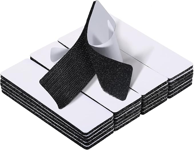 20 Sets 1x4 Inch Hook and Loop Fastener Strips with Adhesive Heavy Duty Double Sided Sticky Picture Hanging Wall Mounting Tape for Home and Office Use, Black