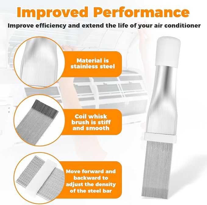 4Pcs Air Conditioner Fin Cleaning Brush Double Sided AC Coil Cleaner Efficient Conditioning Condenser Blade Tool for Home