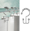Maytex Shower Curtain Hooks, Shower Curtain Rings, Rust-Resistant Decorative Double Roller Glide Shower Hooks, Shower Rings for Bathroom Shower Rods, Curtains, Liners, Set of 12, Brushed Nickel