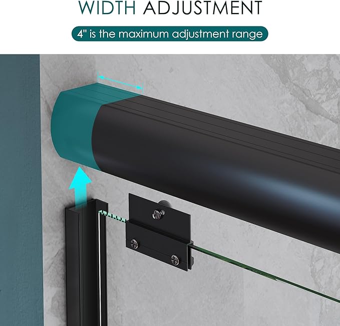 ELEGANT Double Sliding Shower Door 56-60" W x 72" H, Semi-Frameless Bypass Shower Glass Door with Dual Towel Bar Handles, 1/4" Tempered Glass for Walk-in Shower, Matte Black