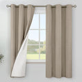 YoungsTex Taupe Burlap Linen Blackout Curtains for Bedroom, Thermal Insulated Black Out Drapes with Grommet Thick Darkening Privacy for Living Room Window, 2 Panels, 42 X 63 Inch